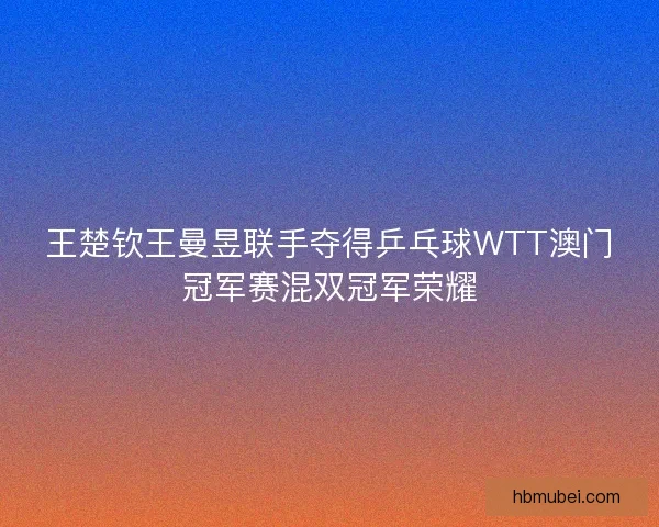 王楚钦王曼昱联手夺得乒乓球WTT澳门冠军赛混双冠军荣耀